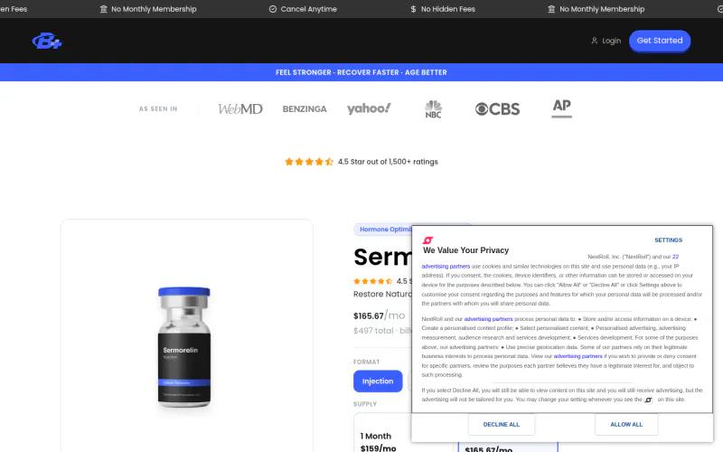 Bodybuilding.com Health+ website screenshot