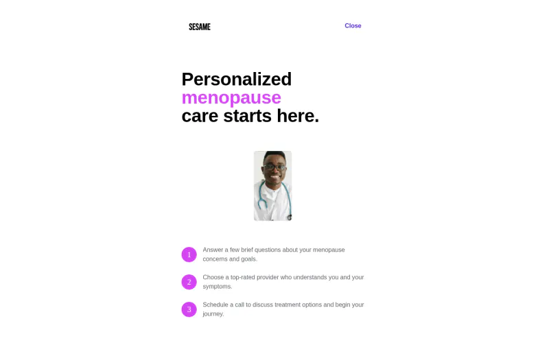 Sesame Care website screenshot