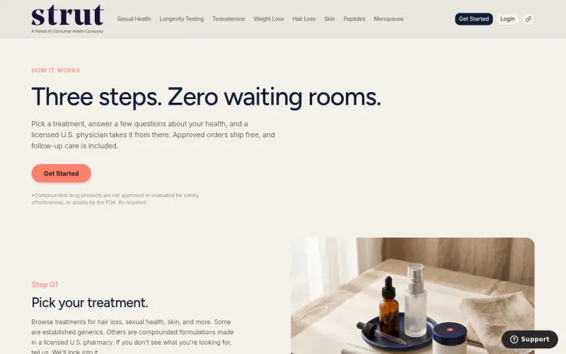 Strut Health how-it-works page screenshot