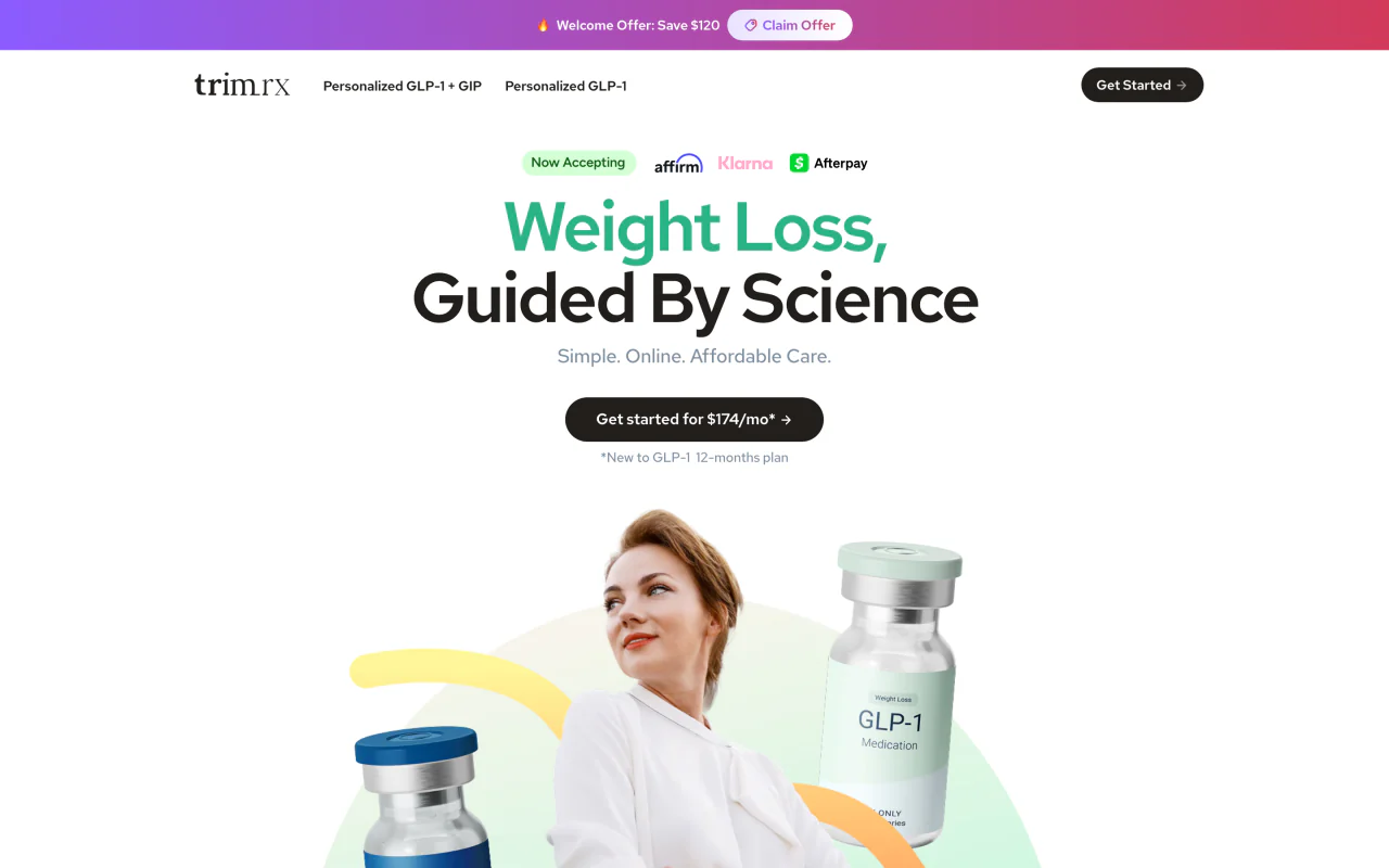TrimRx GLP-1 offer page screenshot